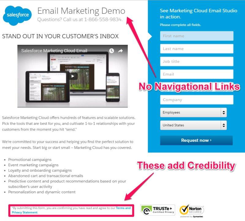 landing page