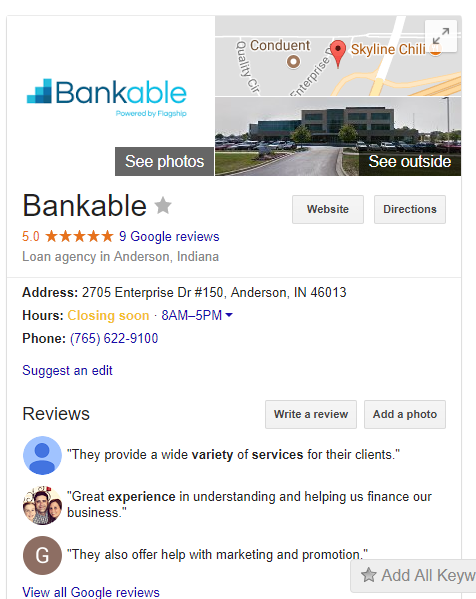 Google my business mobile seo listing