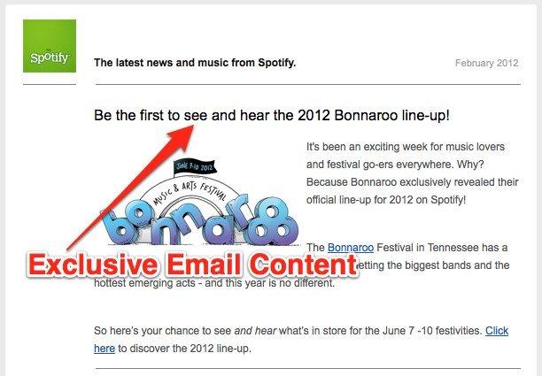 email marketing strategy - exclusive content