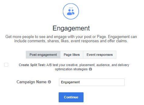 Facebook campaign type