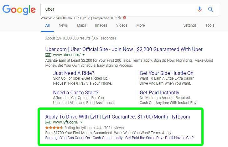competitors search results