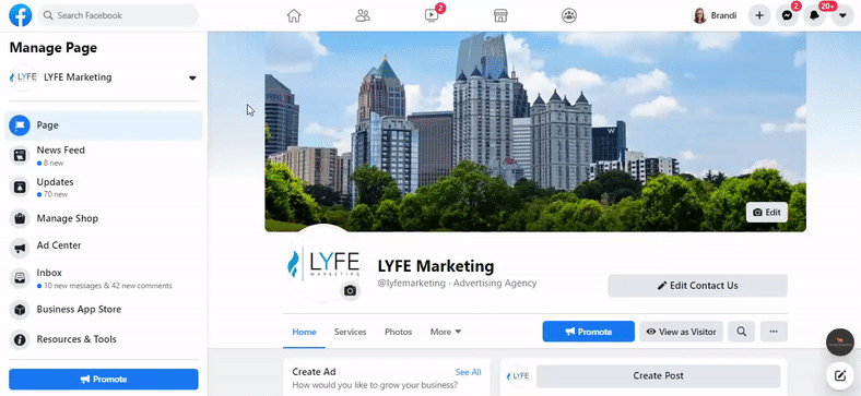 Facebook business page