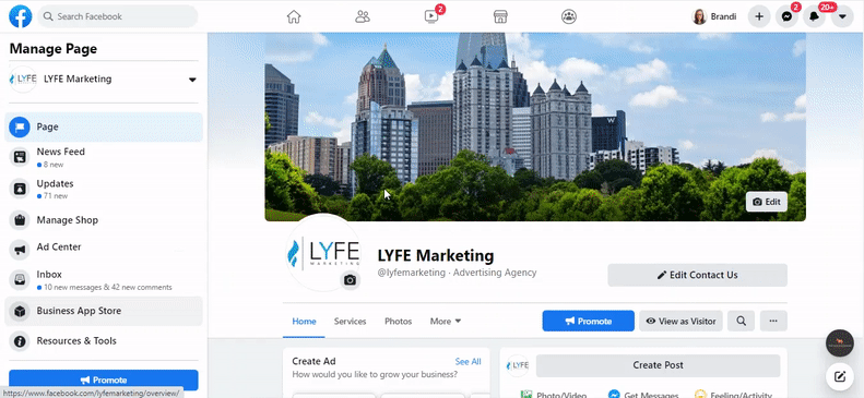 Facebook business page