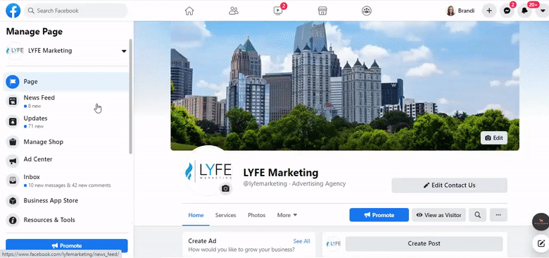 Facebook business page