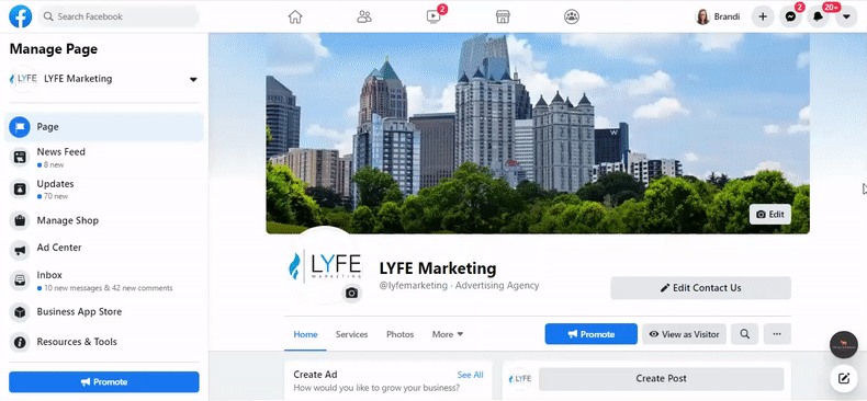 Facebook business page