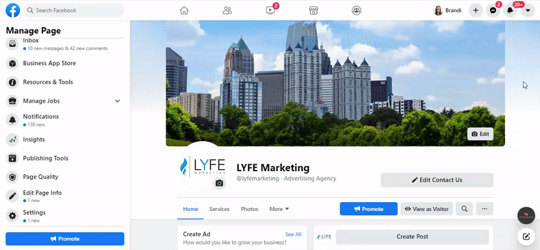 Facebook business page