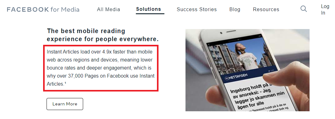 Facebook instant articles