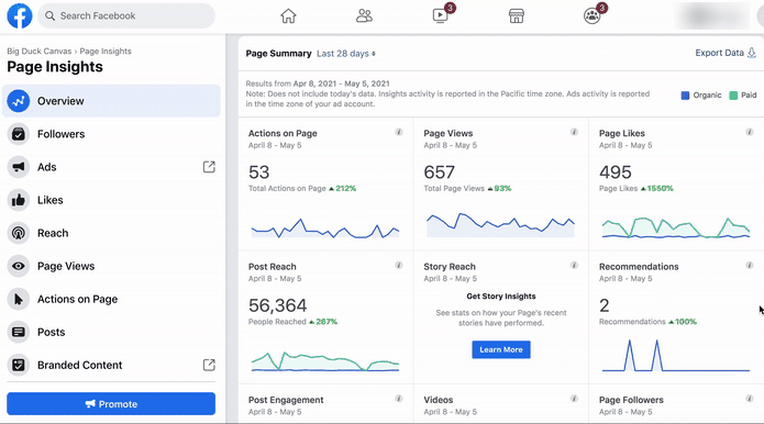 Facebook page analytics
