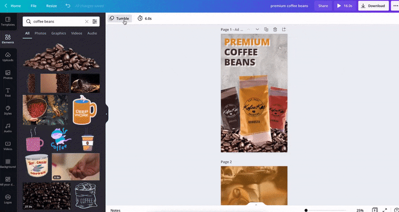 design animated reels ad