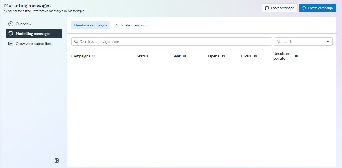 facebook marketing messages
