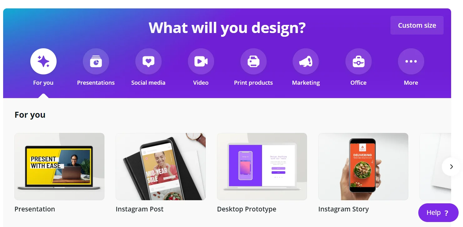 canva features dashboard
