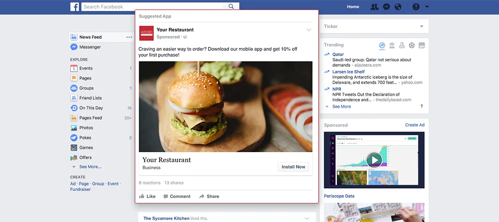 restaurant facebook ads