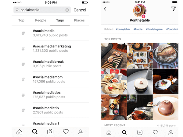 social media hashtags