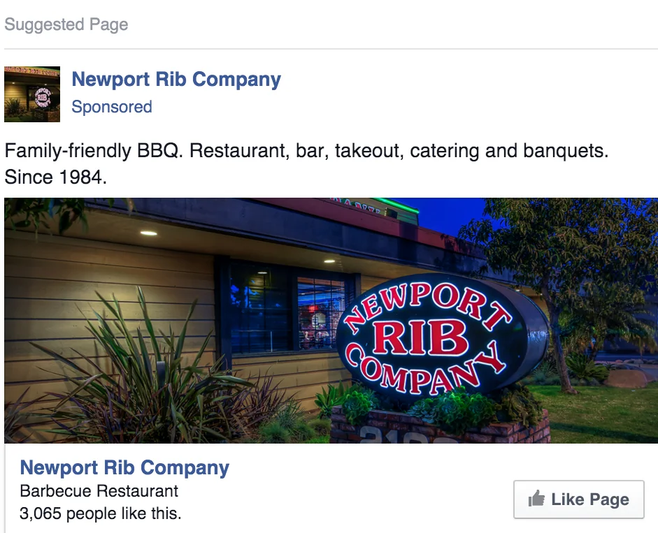 sponsored restaurant facebook ads