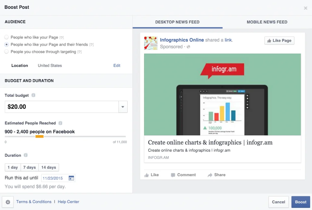 boosted facebook post