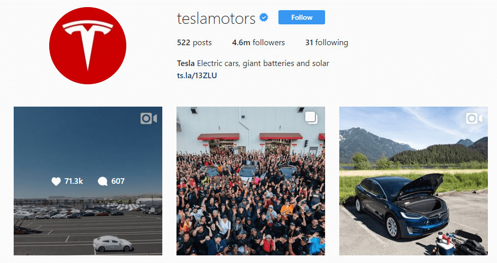 tesla on insta