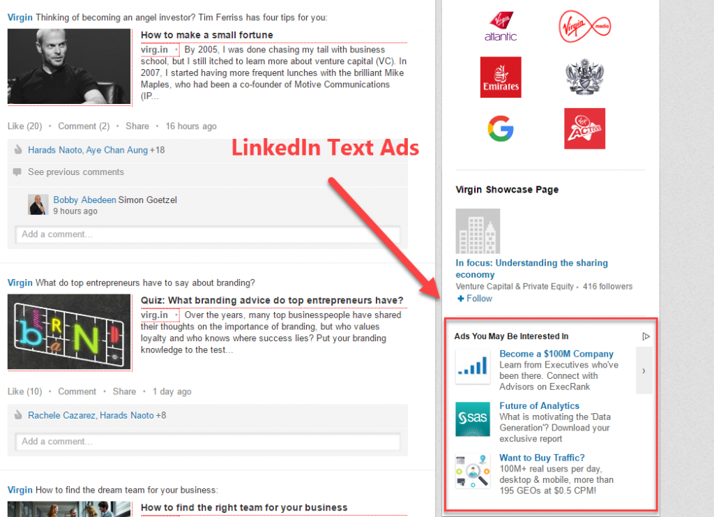 linkedin text ads