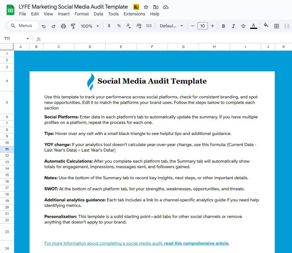 Social Media Audit Template