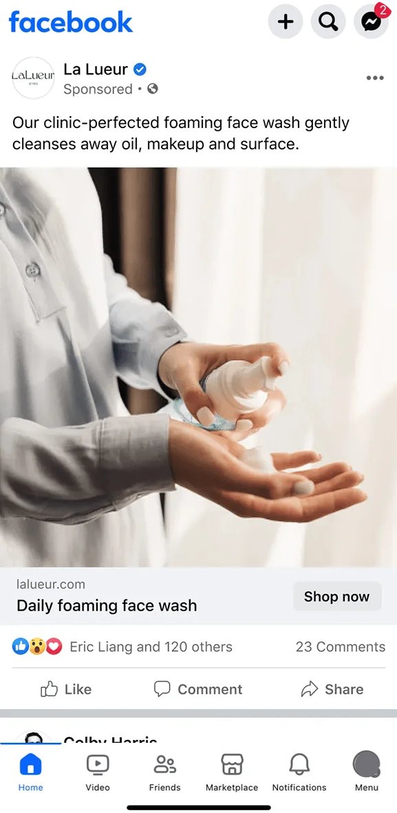 Facebook photo ad example for online advertising