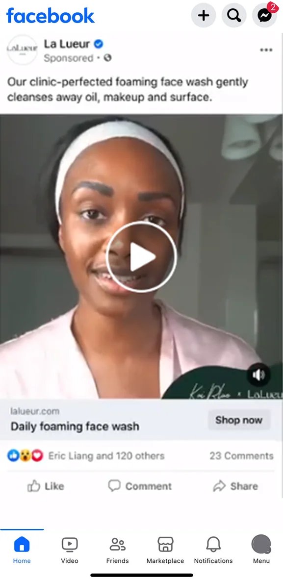 Facebook video ad format for digital advertising