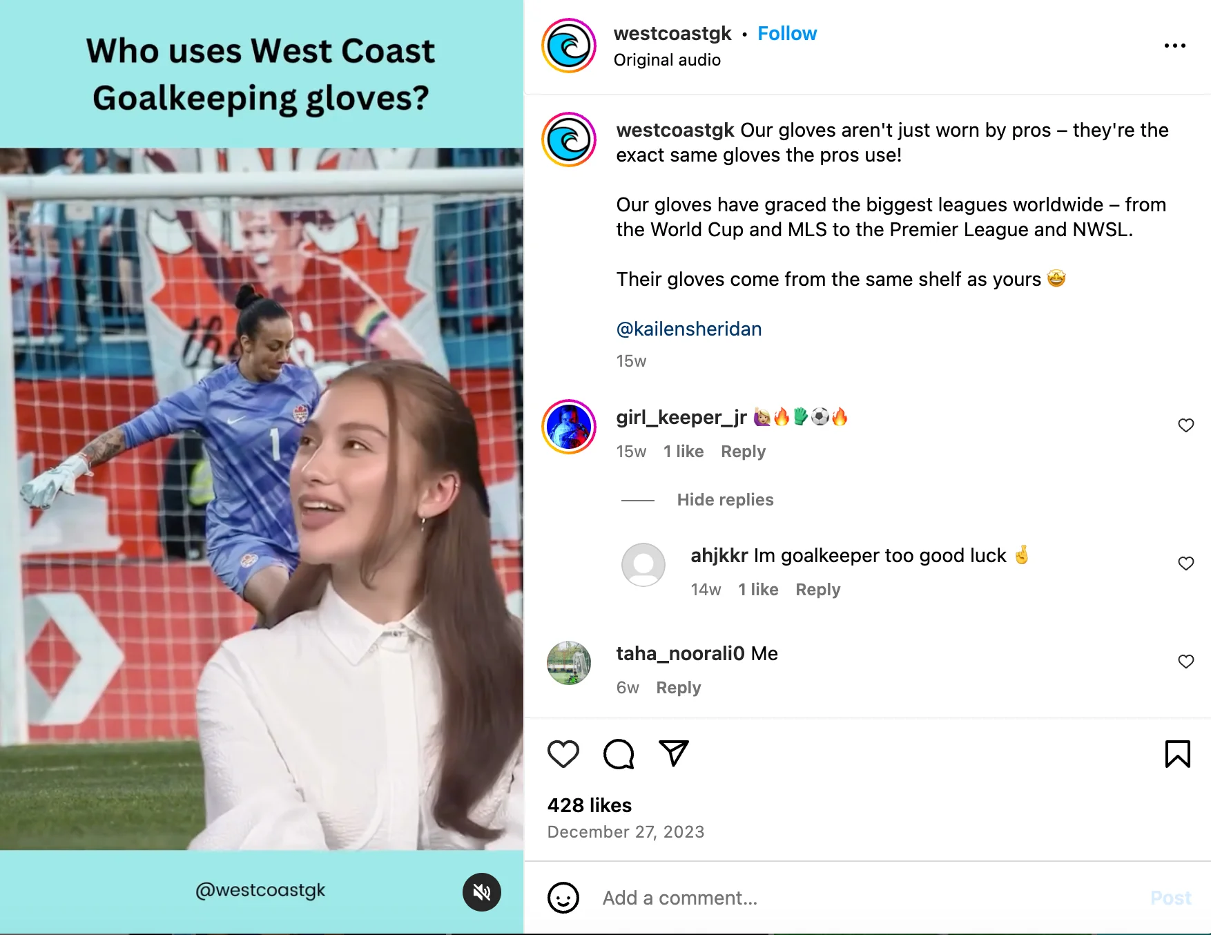 west coast goalkeeping.